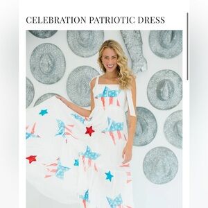 Red White and Blue 4th of July Maxi Dress, L Judith March NWT